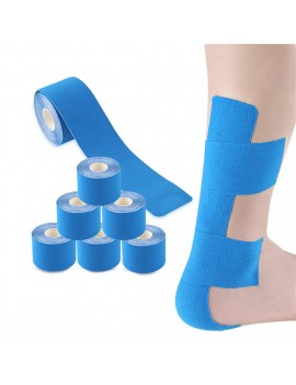 Cross-boundary best-selling type I muscle sports bandage professional running fitness knee and ankle strain tape blue (5cm*5m)